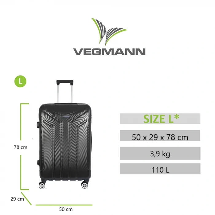 VEGMANN Vela ABS Büyük Boy Valiz Siyah