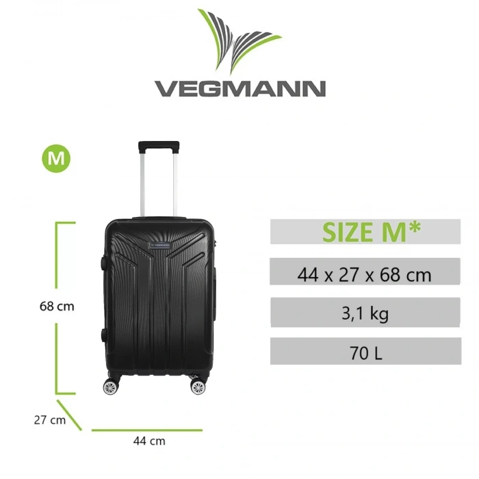 VEGMANN Vela ABS Orta Boy Valiz Siyah