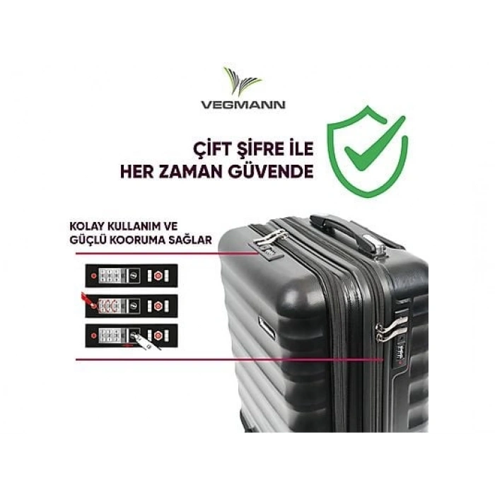 VEGMANN Wave Laptop Bölmeli ABS Kabin Boy Valiz Siyah