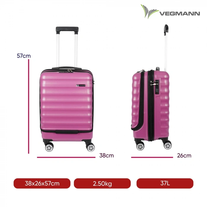 VEGMANN Wave Laptop Bölmeli ABS Kabin Boy Valiz Violet