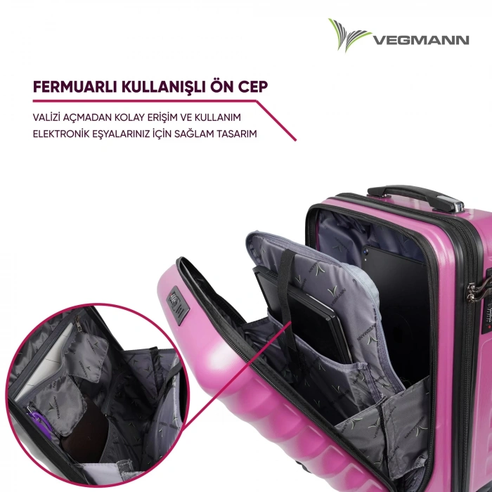 VEGMANN Wave Laptop Bölmeli ABS Kabin Boy Valiz Violet