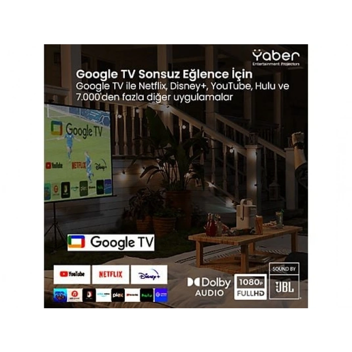 YABER T2 Plus Full-HD 450 Lümen Taşınabilir Bataryalı Projeksiyon Cihazı