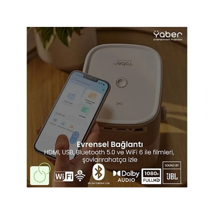 YABER T2 Plus Full-HD 450 Lümen Taşınabilir Bataryalı Projeksiyon Cihazı