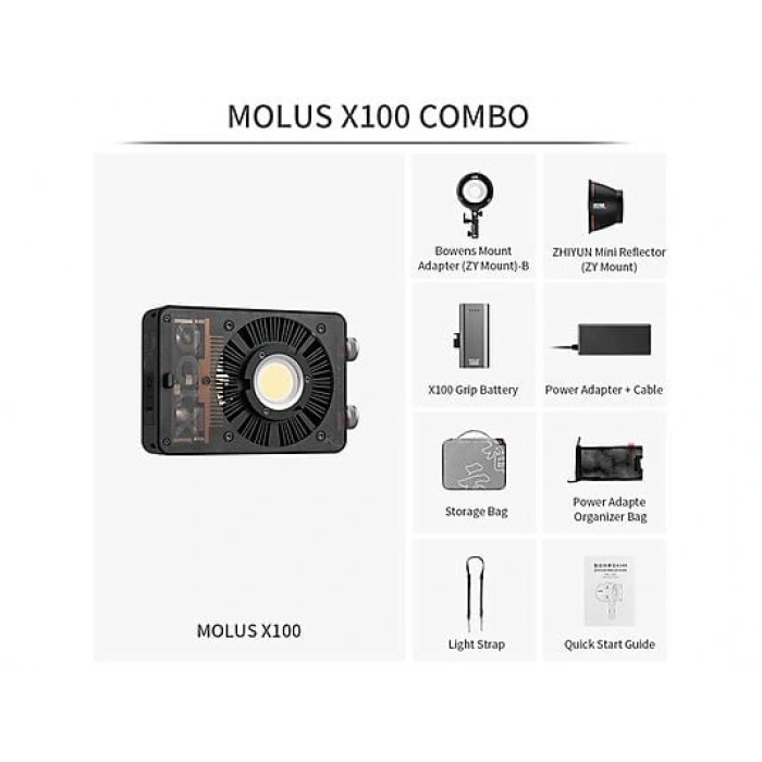 ZHIYUN Molus X100 Combo LED Işık 100 W Siyah