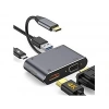 DAYTONA FC02 4 in 1 USB C to HUB PD HDMI VGA USB Adaptör Gri