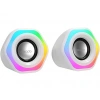 MIKADO MD-176 2.0 3W*2 Beyaz RGB Aydınlatmalı USB + 3.5mm USB 5V Hoparlör