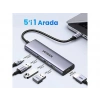 UGREEN 5-in-1 USB-C 100W PD 4K HDMI Hub Çoklayıcı, Gri, 15596