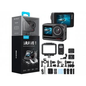 AKASO Brave 8 4K/60FPS 48MP, App Kontrollü, IPX8 Wi-Fi Dual Screen Aksiyon Kamera ve Aksesuar Seti