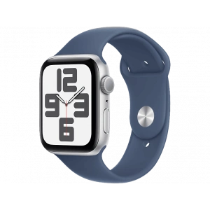 APPLE Watch SE GPS 44mm Silver Aluminium Case with Denim Sport Band - M/L