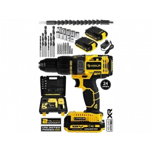 ASSUR 12V Metal Şanzıman Çift Akülü Şarjlı Darbeli Matkap Akülü Vidalama