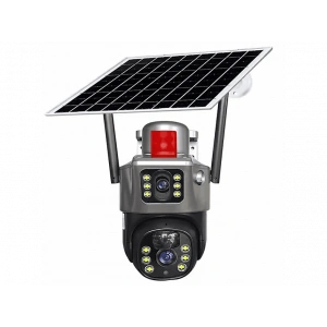 BESTCAM Model-Q7 2 Kameralı Sim Kartlı Solar Panel Sesli Gece Renkli 360 Derece Güvenlik Kamerası Gri