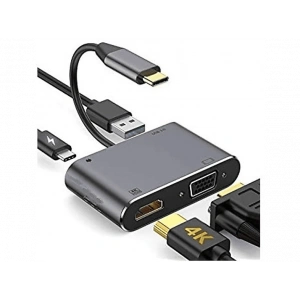 DAYTONA FC02 4 in 1 USB C to HUB PD HDMI VGA USB Adaptör Gri