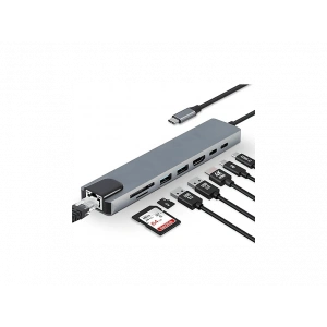 DAYTONA FC10 8 in 1 Type C to 2 Port USB 3.0 2 SD TF HDMI RJ45 2PD Kablolu Adaptör