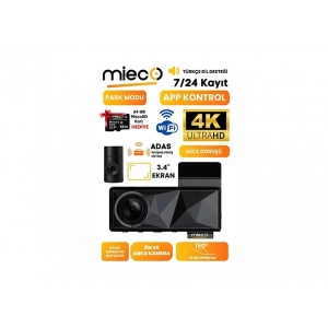 MIECO A11 Wifi 4K UHD 150° Ultra Geniş Açı GPS ADAS Hafıza Kartı Hediyeli Ön+Arka Araç Kamerası