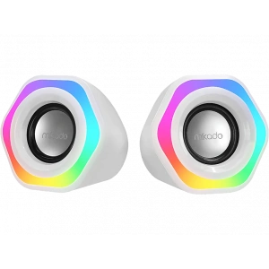 MIKADO MD-176 2.0 3W*2 Beyaz RGB Aydınlatmalı USB + 3.5mm USB 5V Hoparlör