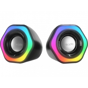 MIKADO MD-176 2.0 3W*2 Siyah RGB Aydınlatmalı USB + 3.5mm USB 5V Hoparlör