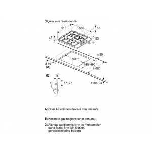 PROFILO OD36K5B80D Gazlı Ankastre Ocak