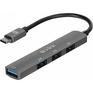 S-LINK SW-U324 3*USB2.0, 1*USB3.0 Type-C Metal USB Hub Gri
