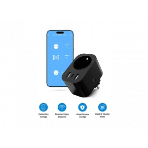 ŞIMART USB Type-C Akım Korumalı Uzaktan Kontrol Wi-Fi Akıllı Priz
