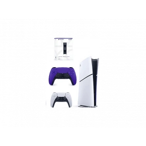 SONY 2 Kol Dualsense Mor + Şarj İstasyonu + Playstation 5 Slim Dijital (İthalatçı Garantili) Oyun Konsolu Beyaz