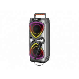 TORIMA D78 Mikrofonlu LED Işıklı 8W+8W Parti Speaker Kablosuz Bluetooth Hoparlör Gri