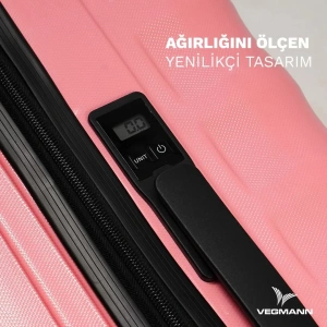 VEGMANN Scadel Tartılı Plastik Orta Boy Valiz Pembe