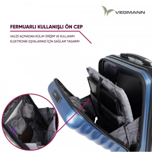 VEGMANN Wave Laptop Bölmeli ABS Kabin Boy Valiz Mavi