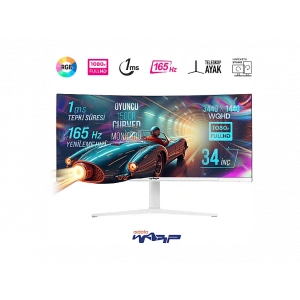 WARP WP34/ 165Hz/ 1MS(MPRT) / WQHD/ Curved/ RGB/ G-Sync/ FreeSync/ Oyuncu Monitörü Beyaz