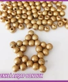 100gr 8mm Ahşap Boncuk- ALTIN - Yıldız anahtarlık yapımı için...