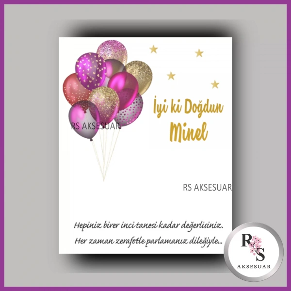 İncili Toka Kartı -Bebek, Doğum Günü Hatırası
