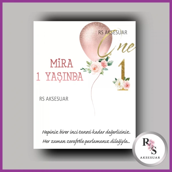 İncili Toka Kartı -Bebek, Doğum Günü Hatırası