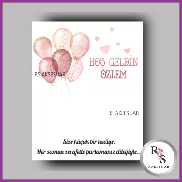 İncili Toka Kartı -Bebek, Doğum Günü Hatırası