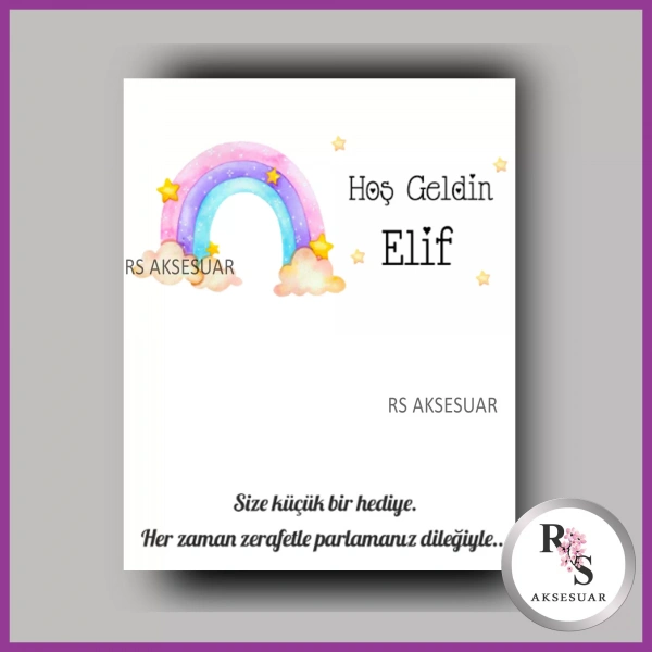 İncili Toka Kartı -Bebek, Doğum Günü Hatırası