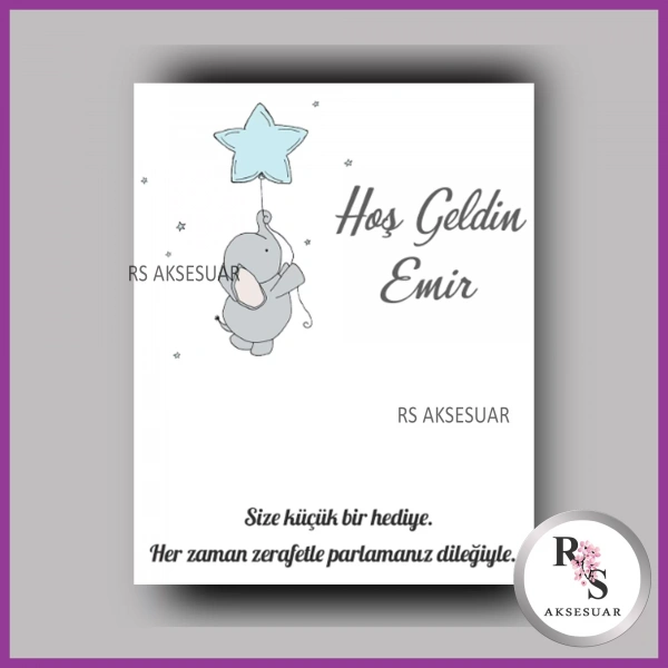 İncili Toka Kartı -Bebek, Doğum Günü Hatırası