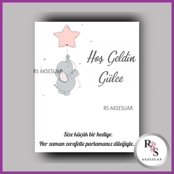 İncili Toka Kartı -Bebek, Doğum Günü Hatırası