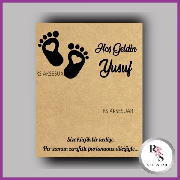 İncili Toka Kartı -Bebek, Doğum Günü Hatırası