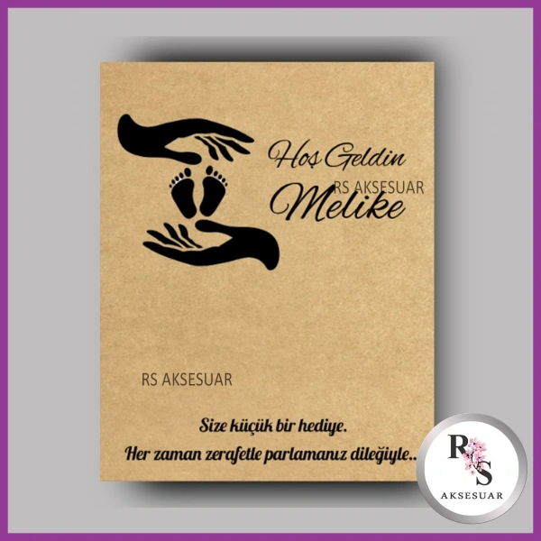 İncili Toka Kartı -Bebek, Doğum Günü Hatırası