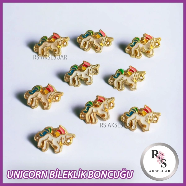 1 Adet Unicorn Atlı Metal Kulplu Boncuk