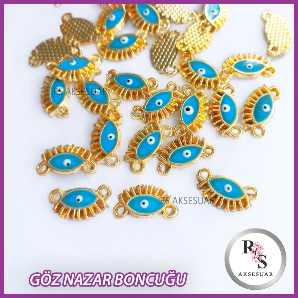 1 Adet Göz Nazar Metal Kulplu Boncuk