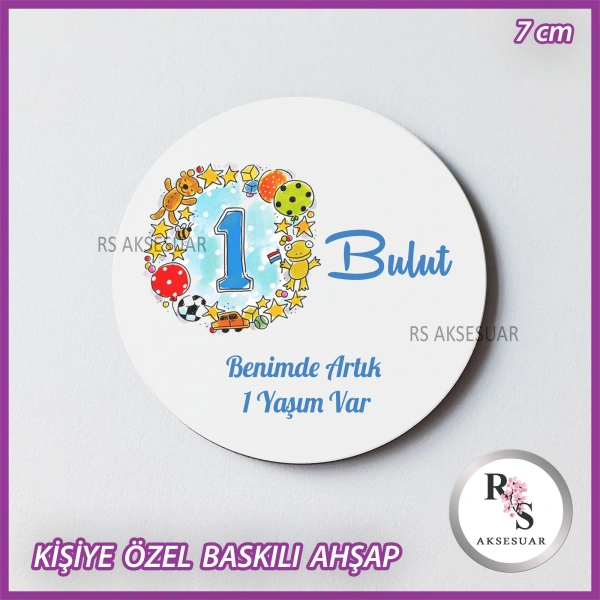 1 Yaş Baskılı Ahşap Bebek Hediyelik -uv10