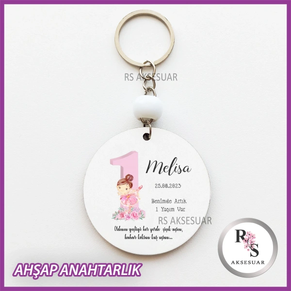 1 Yaş Baskılı Anahtarlık -uv88