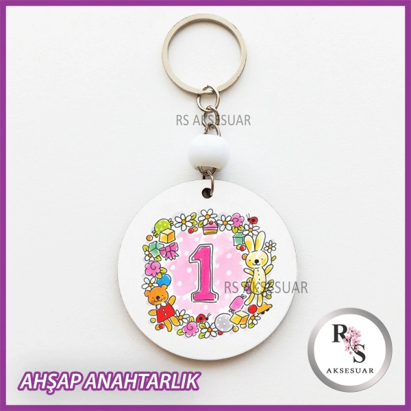 1 Yaş Baskılı Anahtarlık -uv87