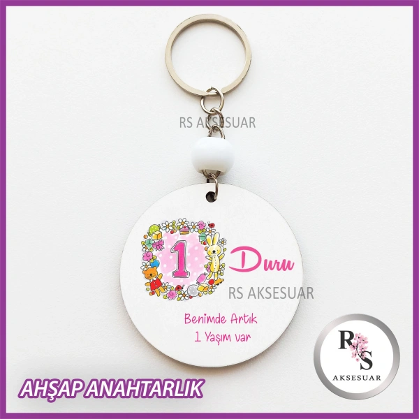 1 Yaş Baskılı Anahtarlık -uv87