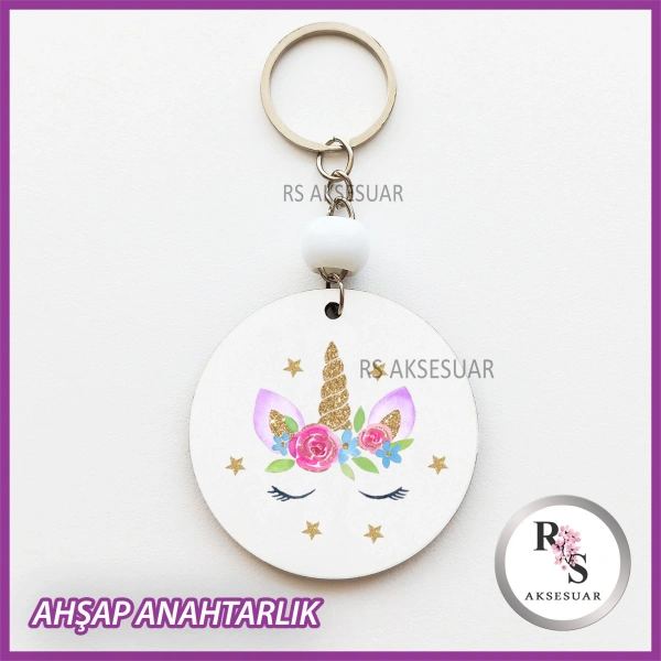 Unicorn Baskılı Anahtarlık -uv89