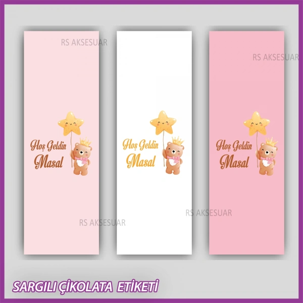10 adet Sargılı Bebek Çikolata İsim Etiketi - Yapışkanlı Sticker -CE106