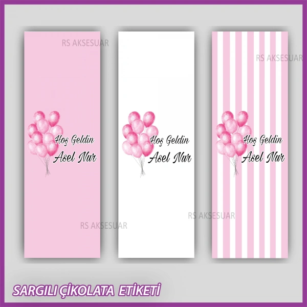 10 adet Sargılı Bebek Çikolata İsim Etiketi - Yapışkanlı Sticker -CE107