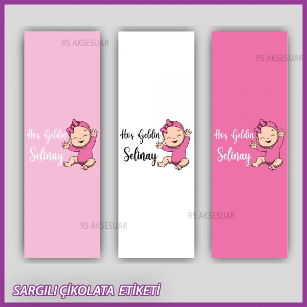 10 adet Sargılı Bebek Çikolata İsim Etiketi - Yapışkanlı Sticker -CE108