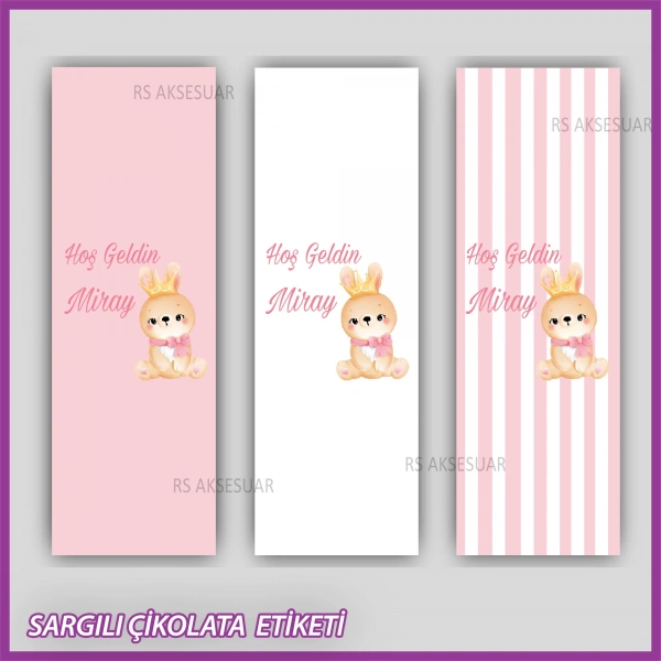 10 adet Sargılı Bebek Çikolata İsim Etiketi - Yapışkanlı Sticker -CE110