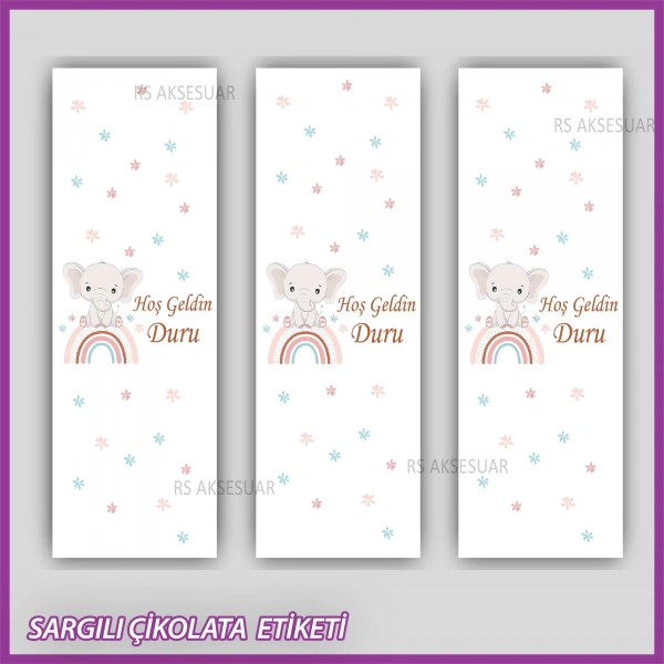 10 adet Sargılı Bebek Çikolata İsim Etiketi - Yapışkanlı Sticker -CE111