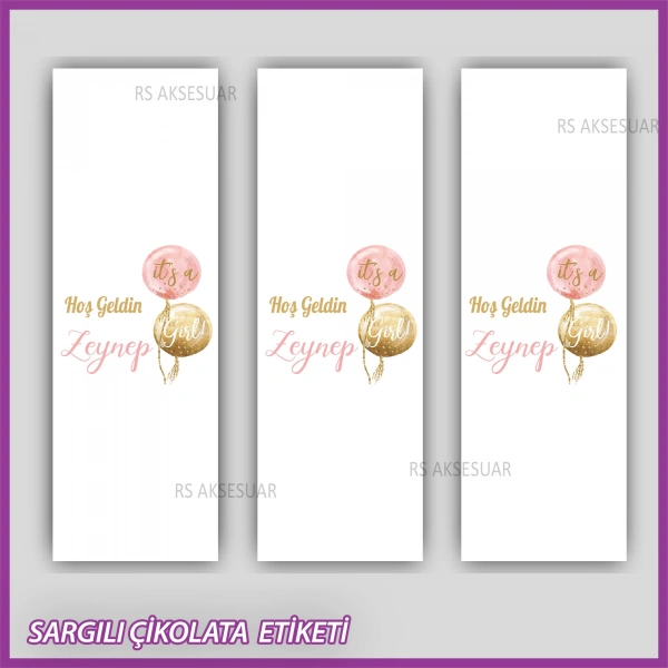 10 adet Sargılı Bebek Çikolata İsim Etiketi - Yapışkanlı Sticker -CE113